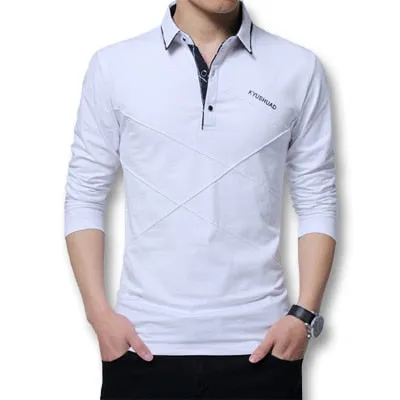 2018 Men Large Size M-5XL Spring Autumn Long Sleeved Polo Shirts Male Casual Fashion Slim Fitted Dress Polo Shirts Men