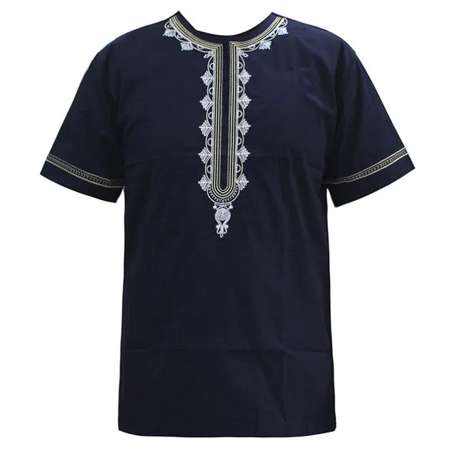 2019 Africa Shirt for Male Summer Wearing  Men Dashiki Bazin Embroidery Tops African Clothes