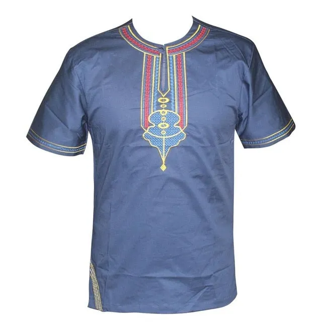 2019 Africa Shirt for Male Summer Wearing  Men Dashiki Bazin Embroidery Tops African Clothes