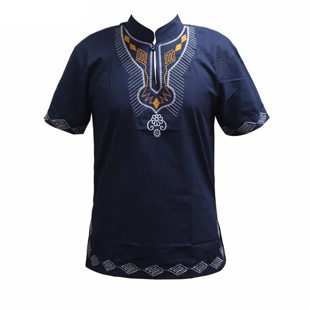 2019 Africa Shirt for Male Summer Wearing  Men Dashiki Bazin Embroidery Tops African Clothes