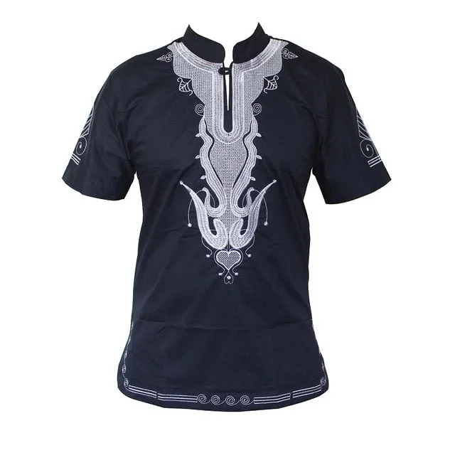 2019 Africa Shirt for Male Summer Wearing  Men Dashiki Bazin Embroidery Tops African Clothes