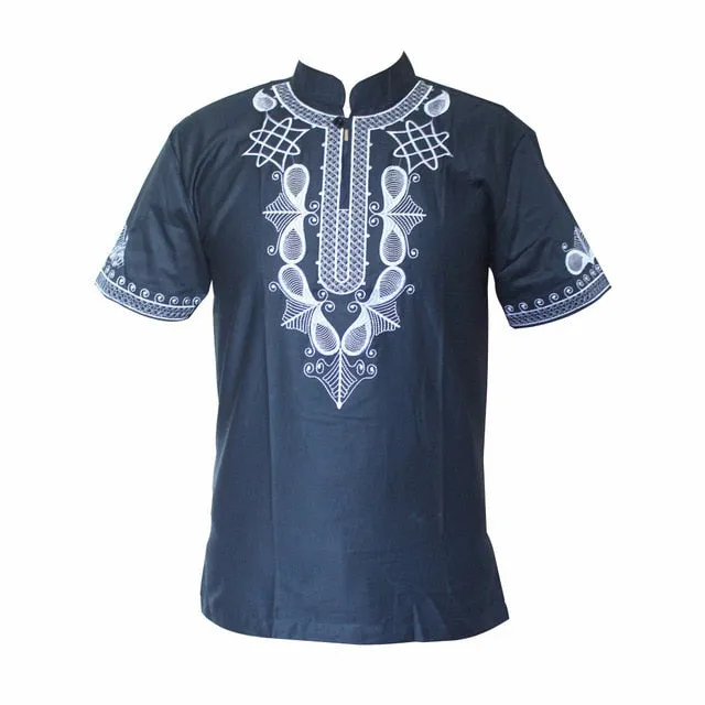 2019 Africa Shirt for Male Summer Wearing  Men Dashiki Bazin Embroidery Tops African Clothes