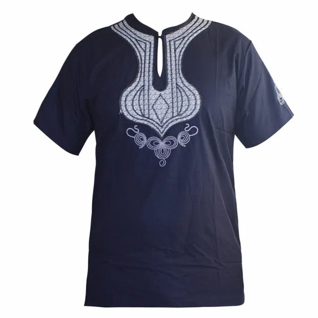 2019 Africa Shirt for Male Summer Wearing  Men Dashiki Bazin Embroidery Tops African Clothes