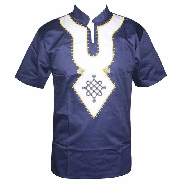 2019 Africa Shirt for Male Summer Wearing  Men Dashiki Bazin Embroidery Tops African Clothes