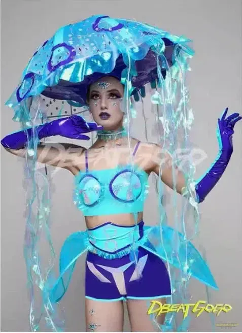 2024 New Ocean Party Mermaid Nightclub Bar Gogo Fashion LED Illumination Opening Clothing Sexy Performance Clothing