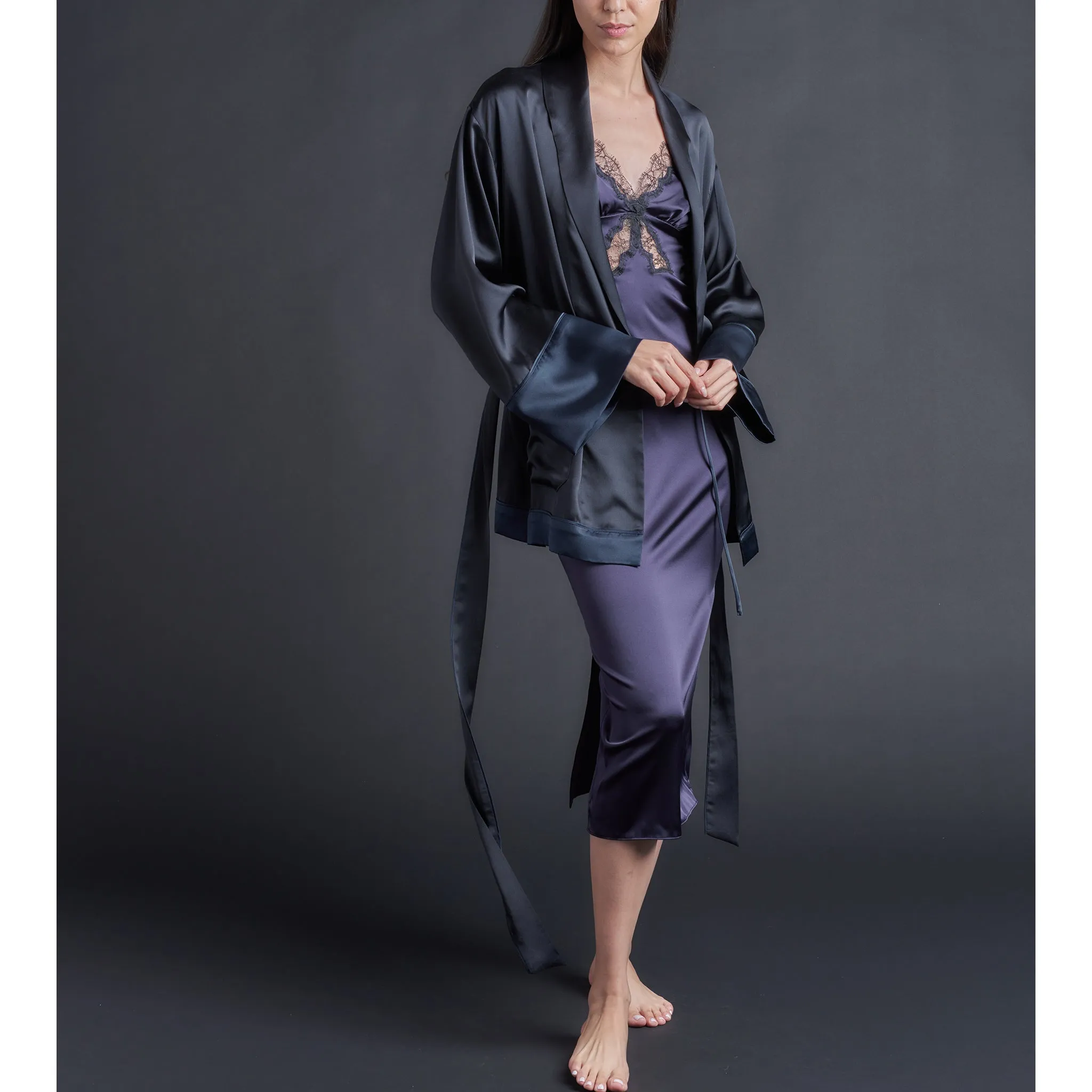 Albertina Jacket in Black Silk Charmeuse