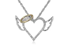 Angel Wings Love Heart Pendant Necklace for Women