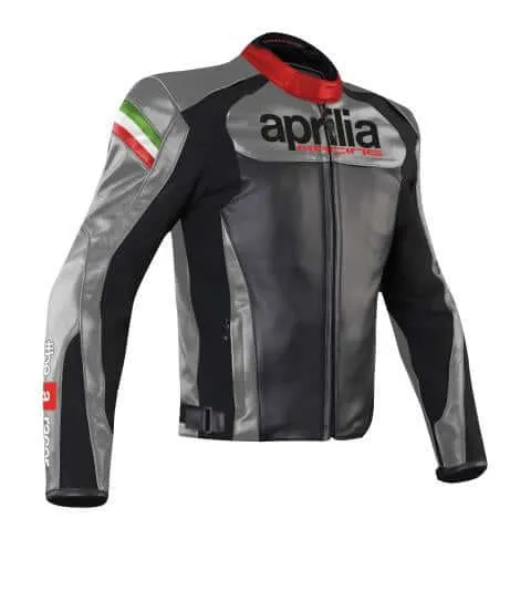 APRILIA MOTORCYCLE LEATHER RACING JACKET FOR MEN'S