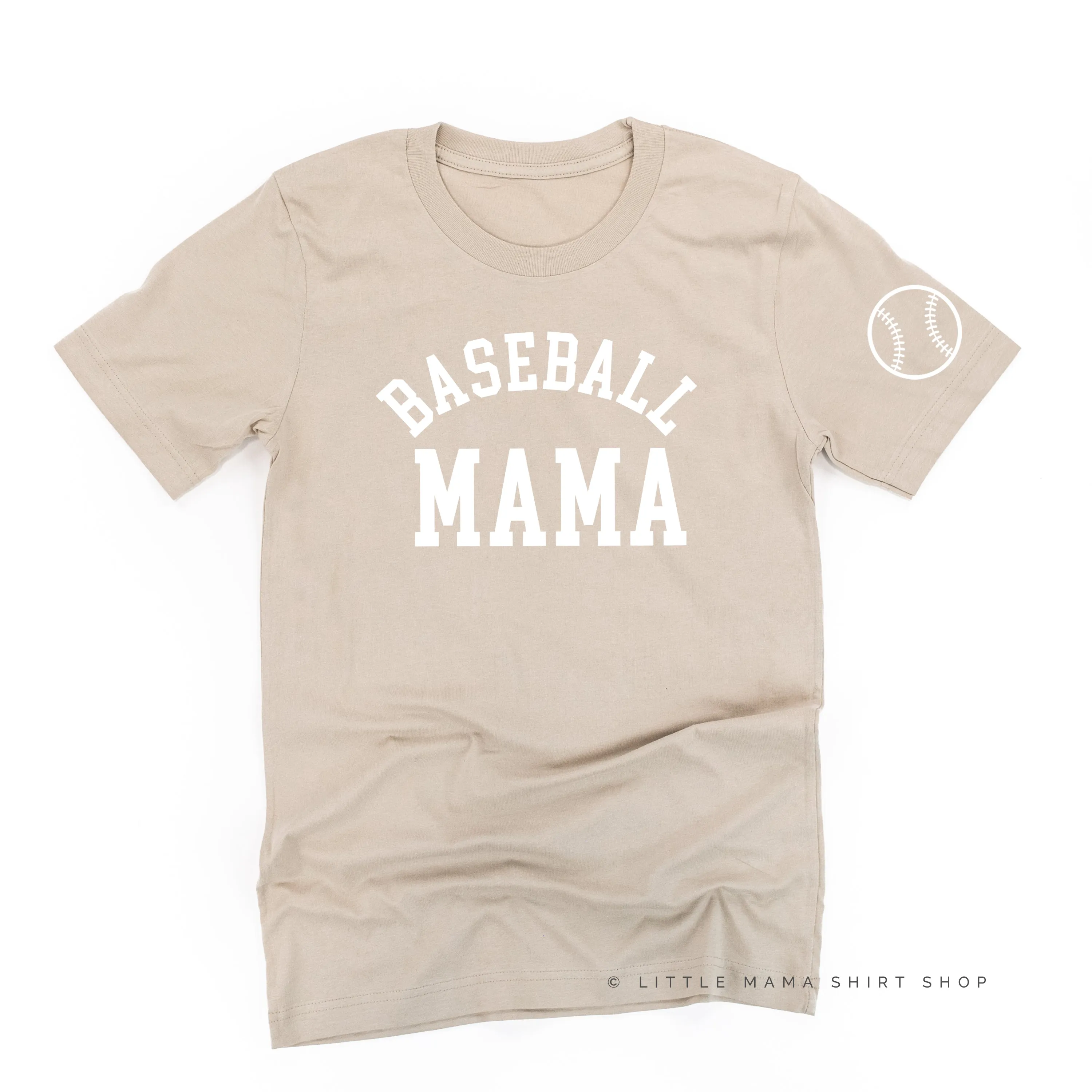 Baseball Mama - Baseball Detail on Sleeve - Unisex Tee