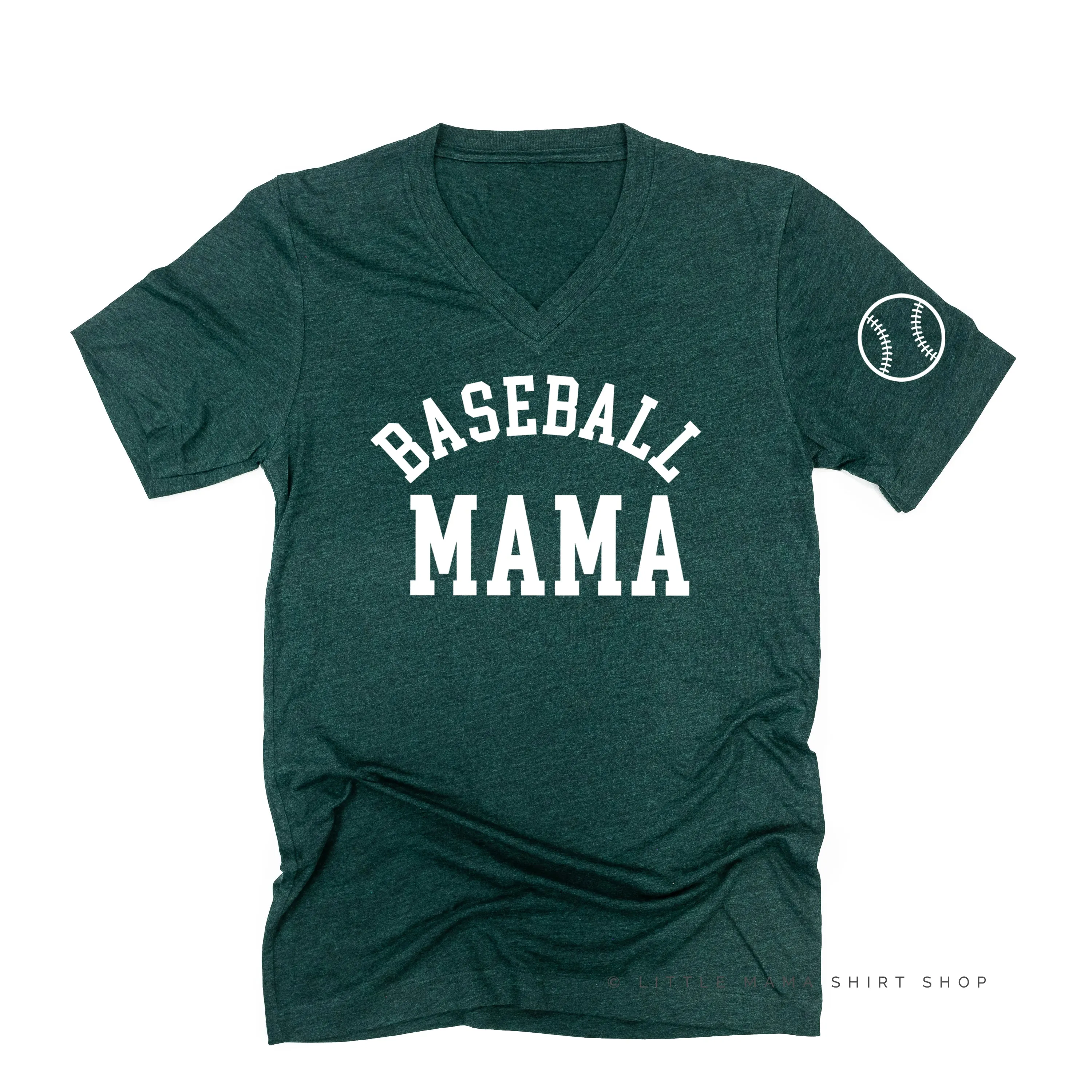 Baseball Mama - Baseball Detail on Sleeve - Unisex Tee