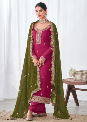 Beautiful Magenta Pink Indian Party Wear Salwar Suit