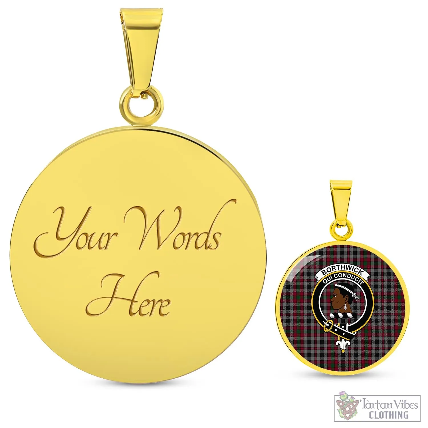 Borthwick Tartan Circle Necklace with Family Crest