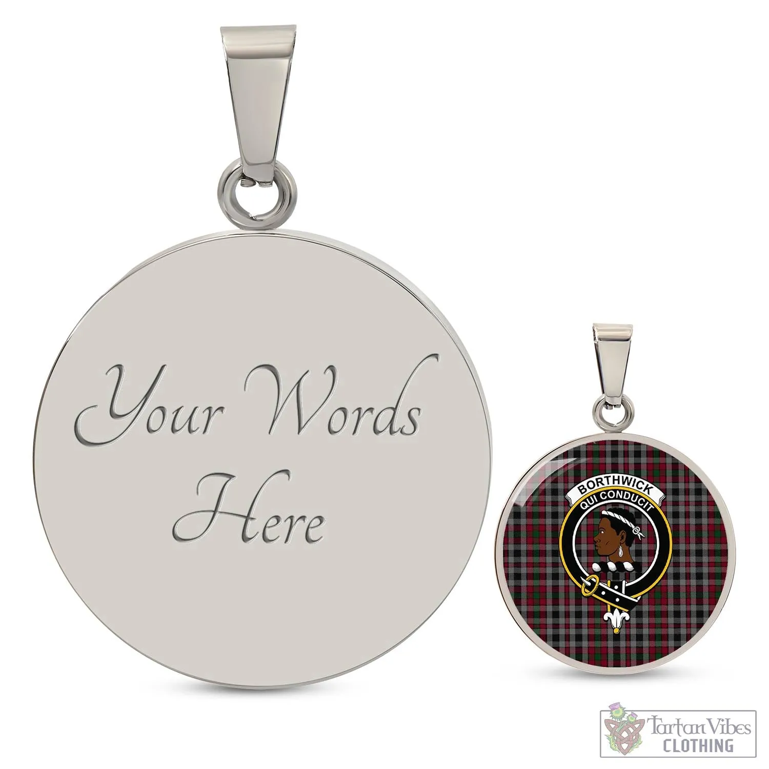 Borthwick Tartan Circle Necklace with Family Crest