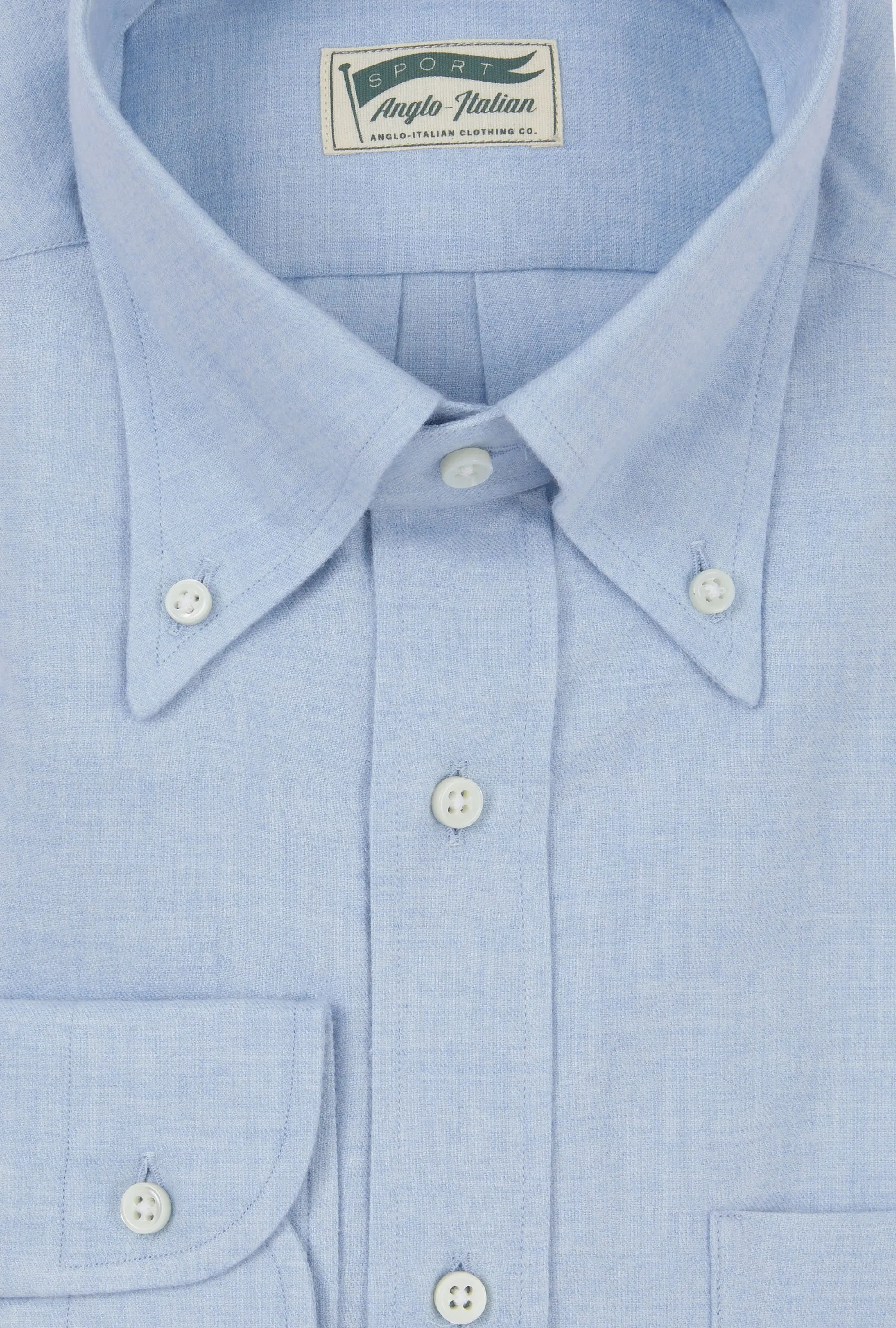 Button Down Sport Shirt Wool-Cotton Sky Blue