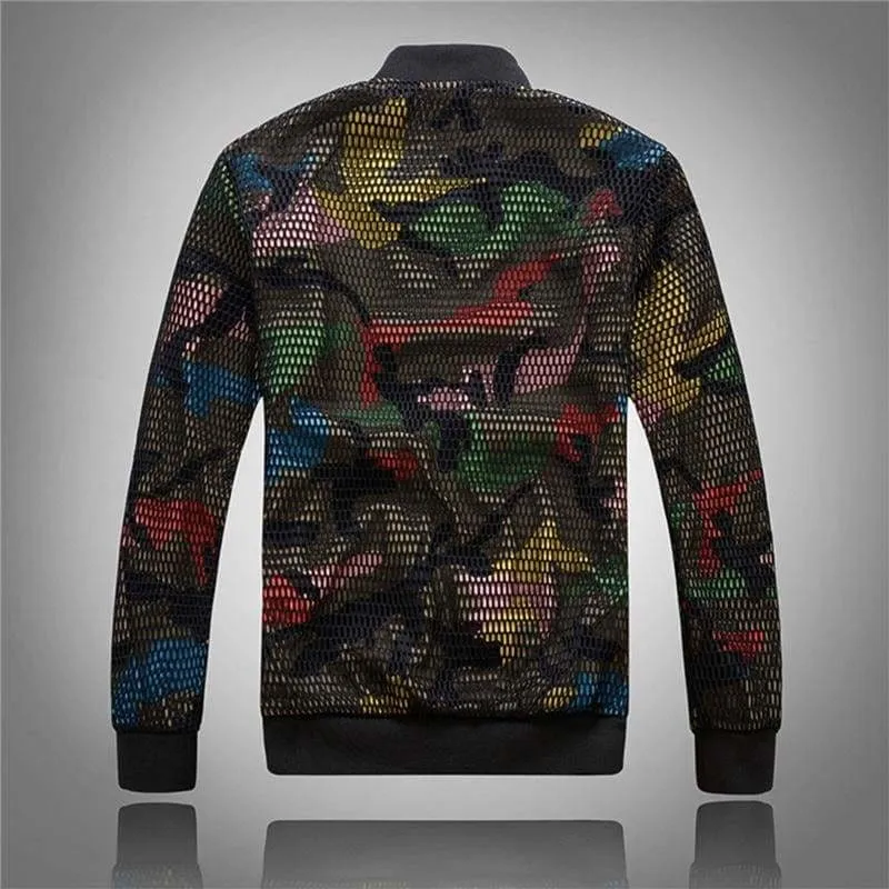 Camo Slim-Fit Baseball Jacket