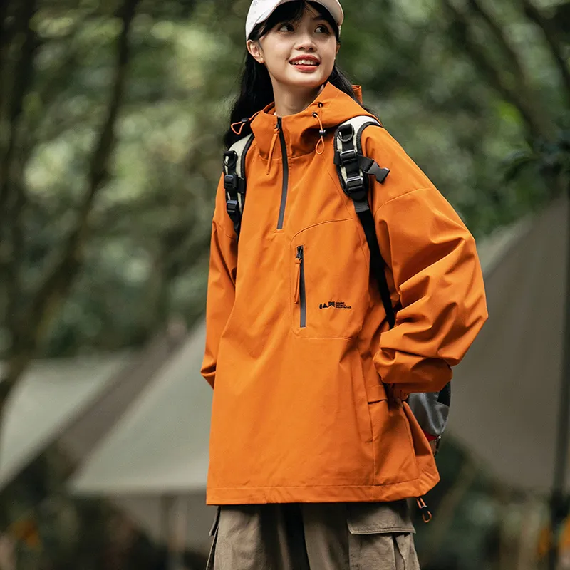 Camping Outdoor Windproof Trendy Raincoat Hooded Jacket