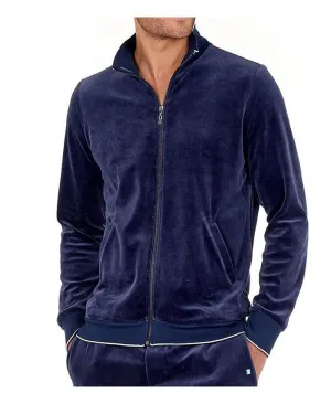 Catane HOM USA Men's Velvet Cotton Zip Jackets, Blue