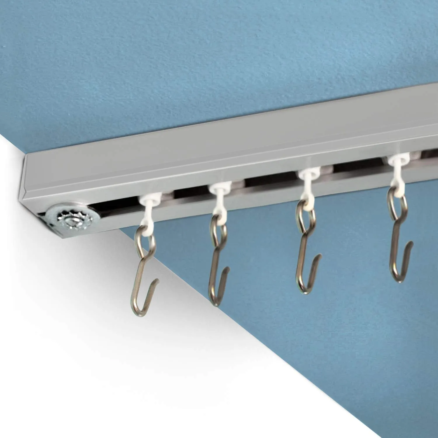 Ceiling Curtain Track Set - Comes With Track, Roller Hooks, Installation Hardware, Saw