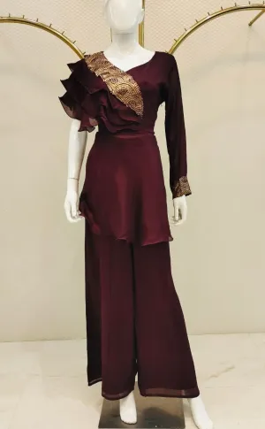 CHOCOLATE BROWN TWO PIECE PALAZZO SET