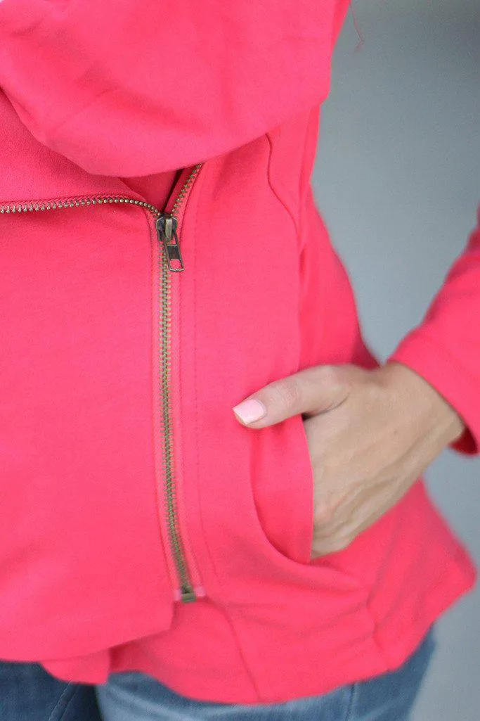 Coral Asymmetrical Jacket With Zipper