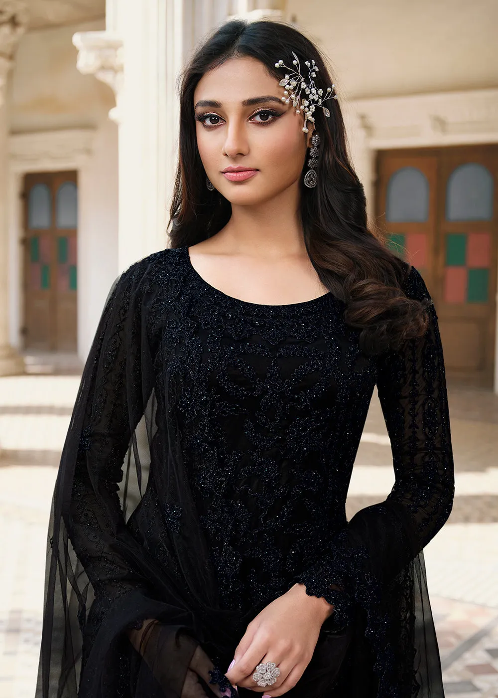 Cording Embroidered Black Designer Salwar Kameez