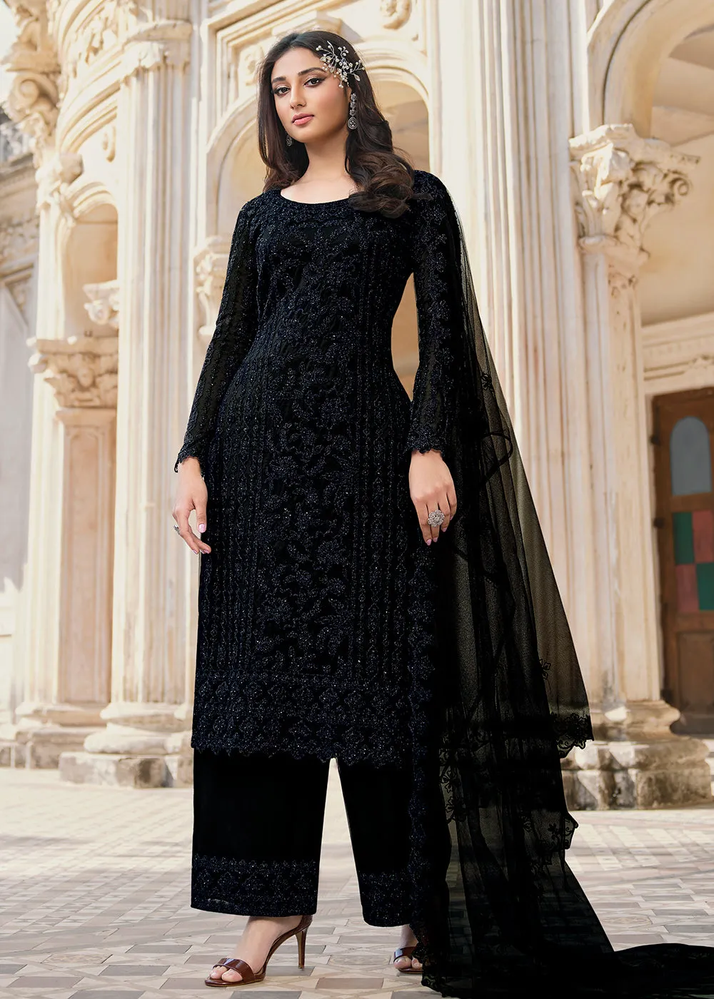 Cording Embroidered Black Designer Salwar Kameez