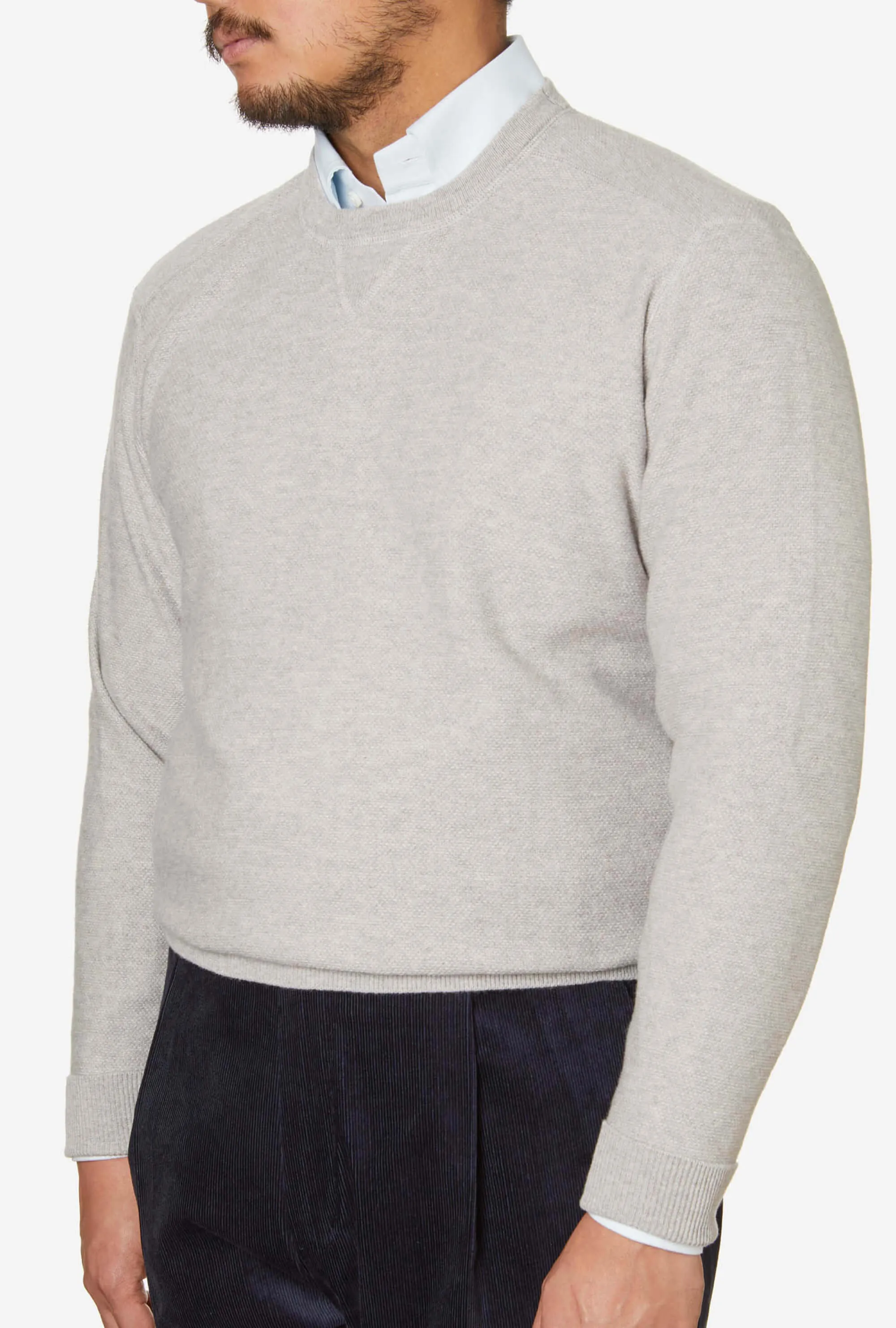 Crewneck Wool-Cashmere Biscuit