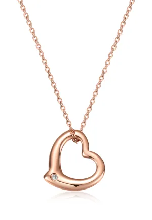 Darling Heart Frame with 0.005 Ct Diamond Rose Gold Necklace