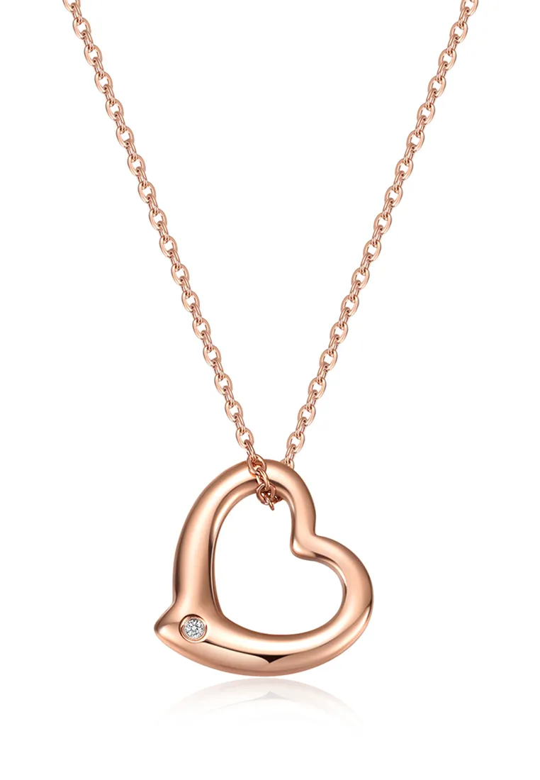 Darling Heart Frame with 0.005 Ct Diamond Rose Gold Necklace