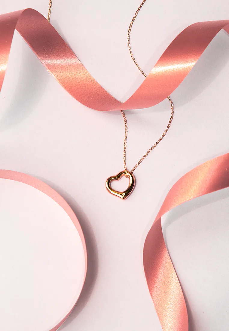 Darling Heart Frame with 0.005 Ct Diamond Rose Gold Necklace