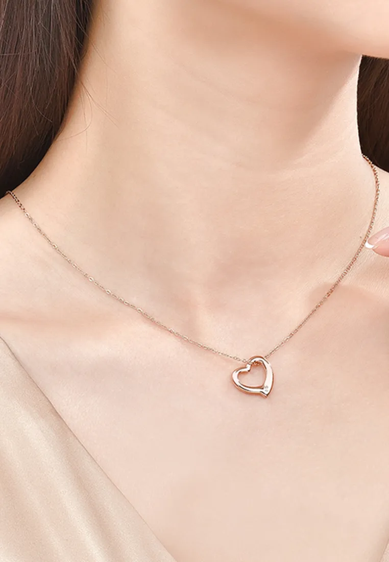 Darling Heart Frame with 0.005 Ct Diamond Rose Gold Necklace