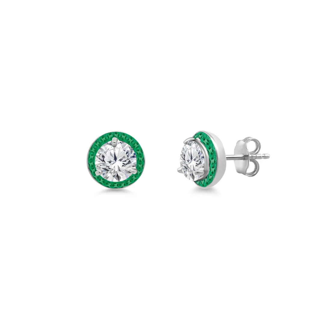 Diamond Studs with Gemstone Jackets