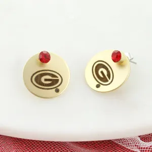 Georgia Logo Gold Disc Earring Jacket