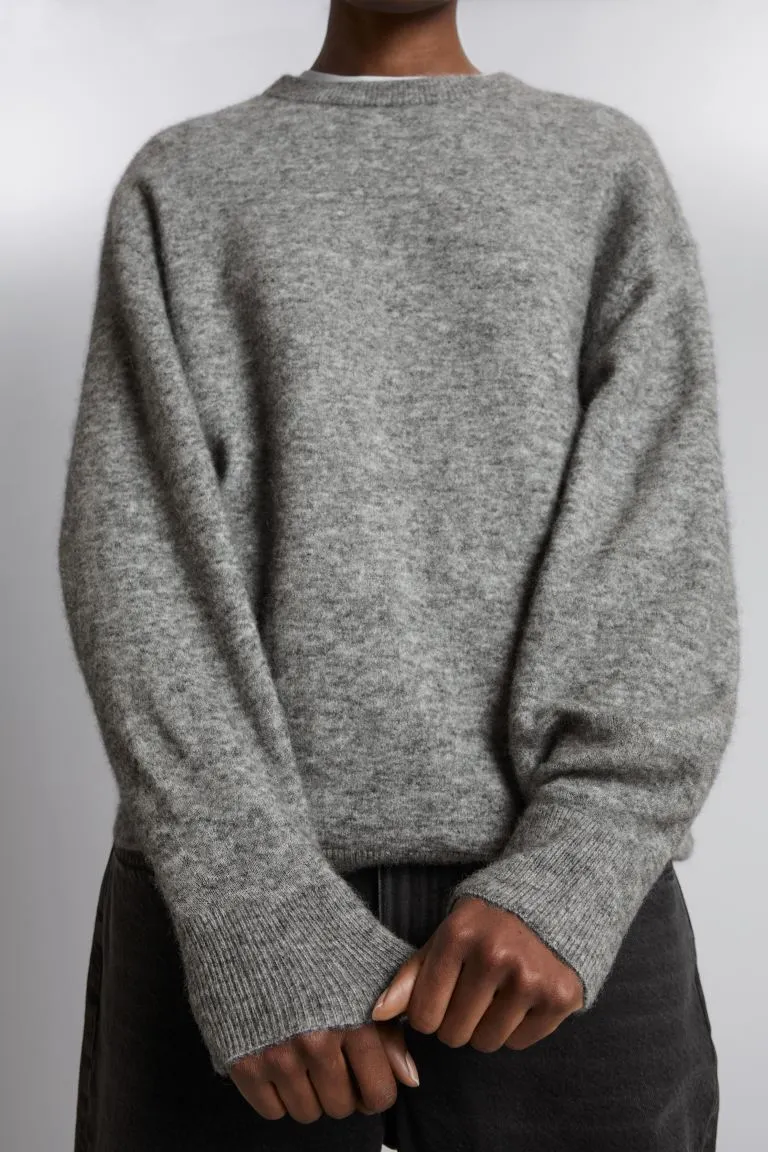 H&M Alpaca Knit Oversized Sweater, Gray