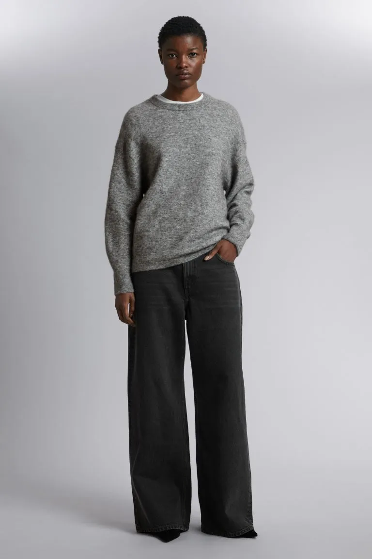 H&M Alpaca Knit Oversized Sweater, Gray