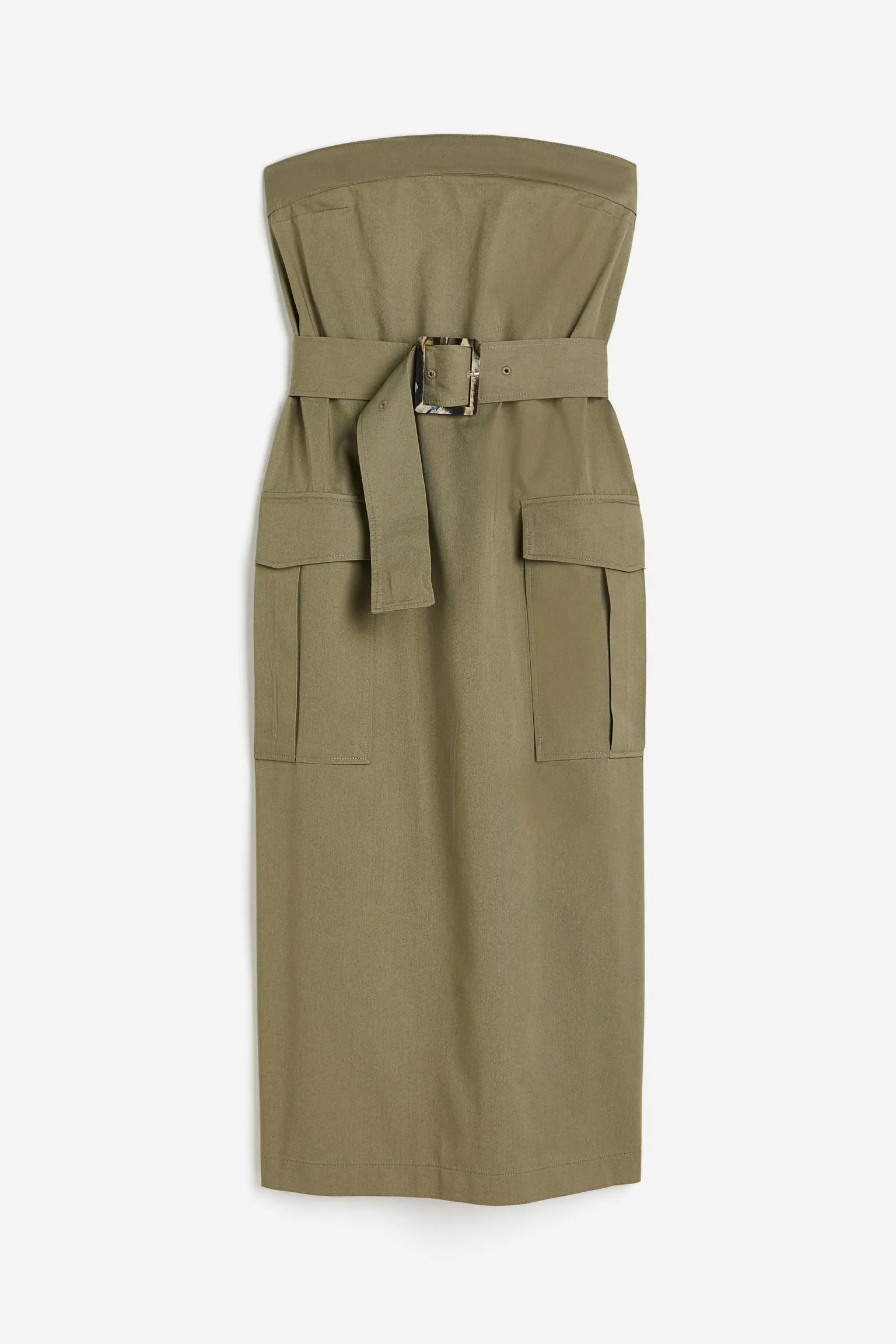 H&M Belted Bandeau dress, khaki