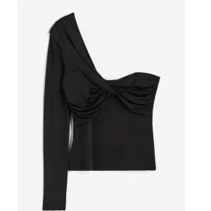 H&M Draped Off Shoulder Top, Black