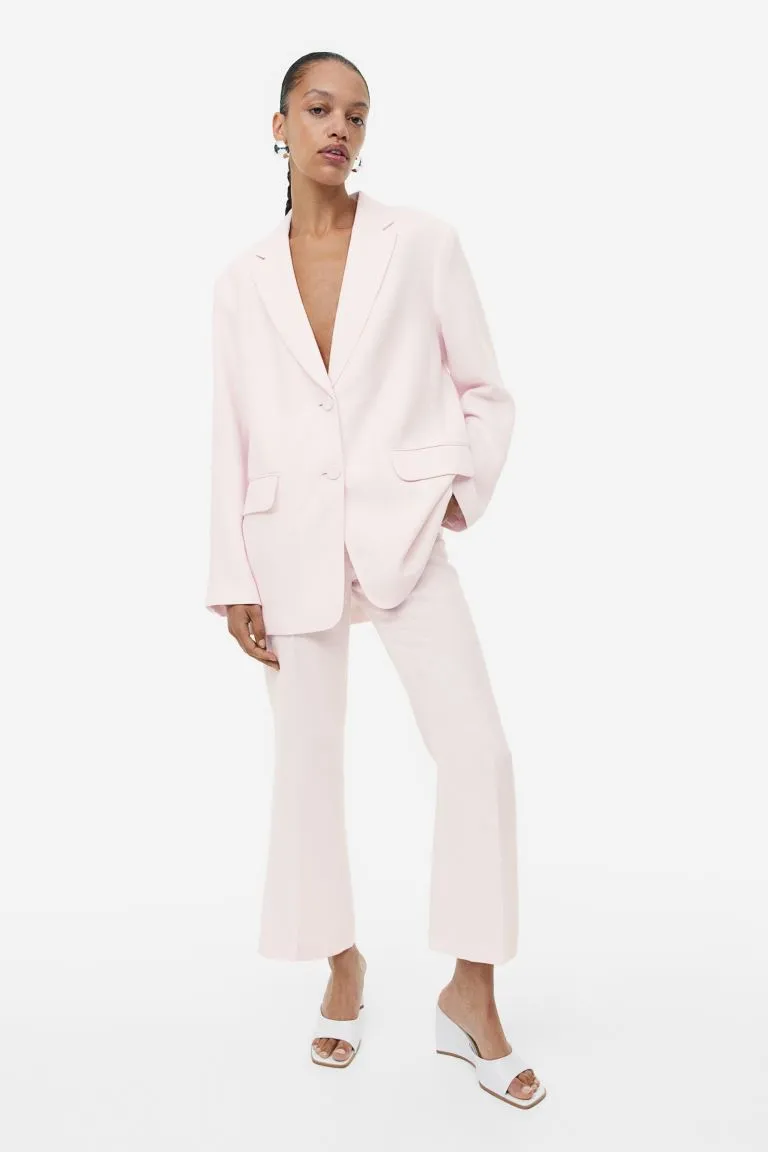 H&M flared trousers, light pink