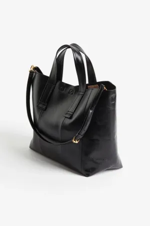 H&M leather tote bag, black