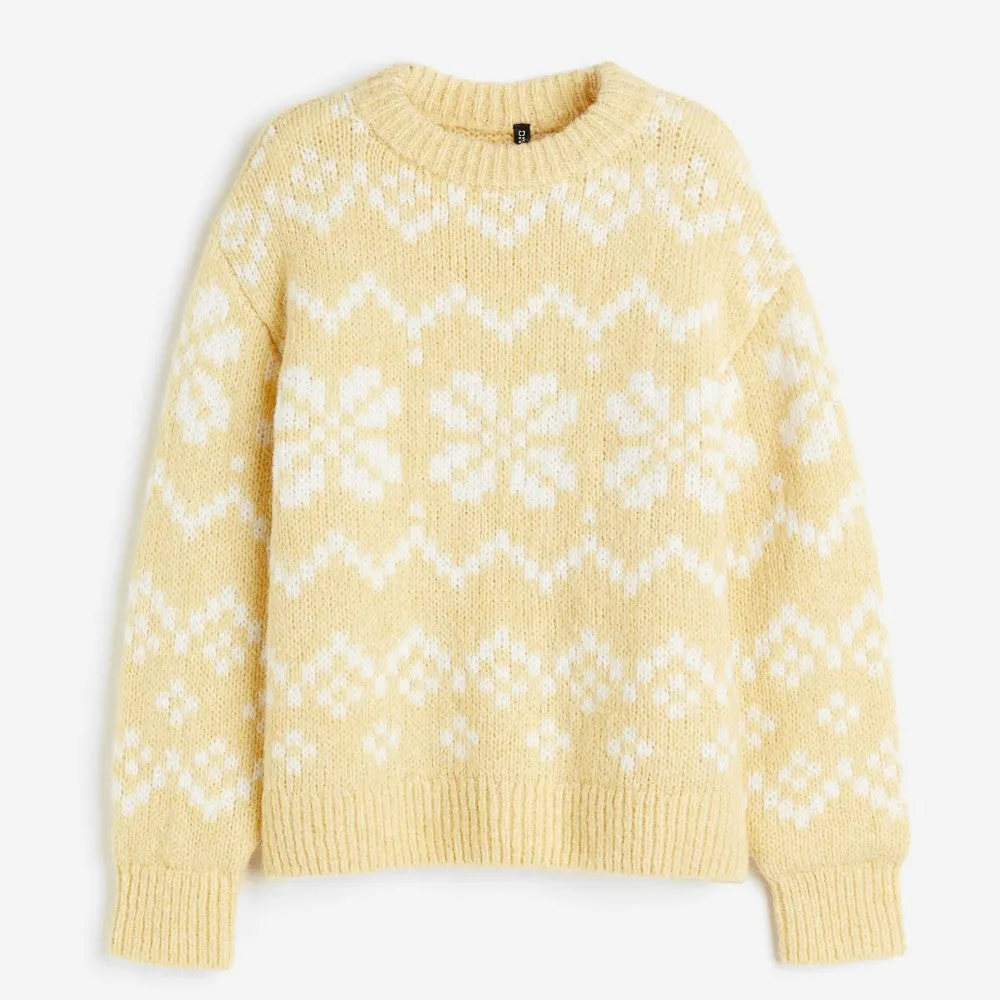 H&M Oversized Jacquard-knit sweater, light yellow