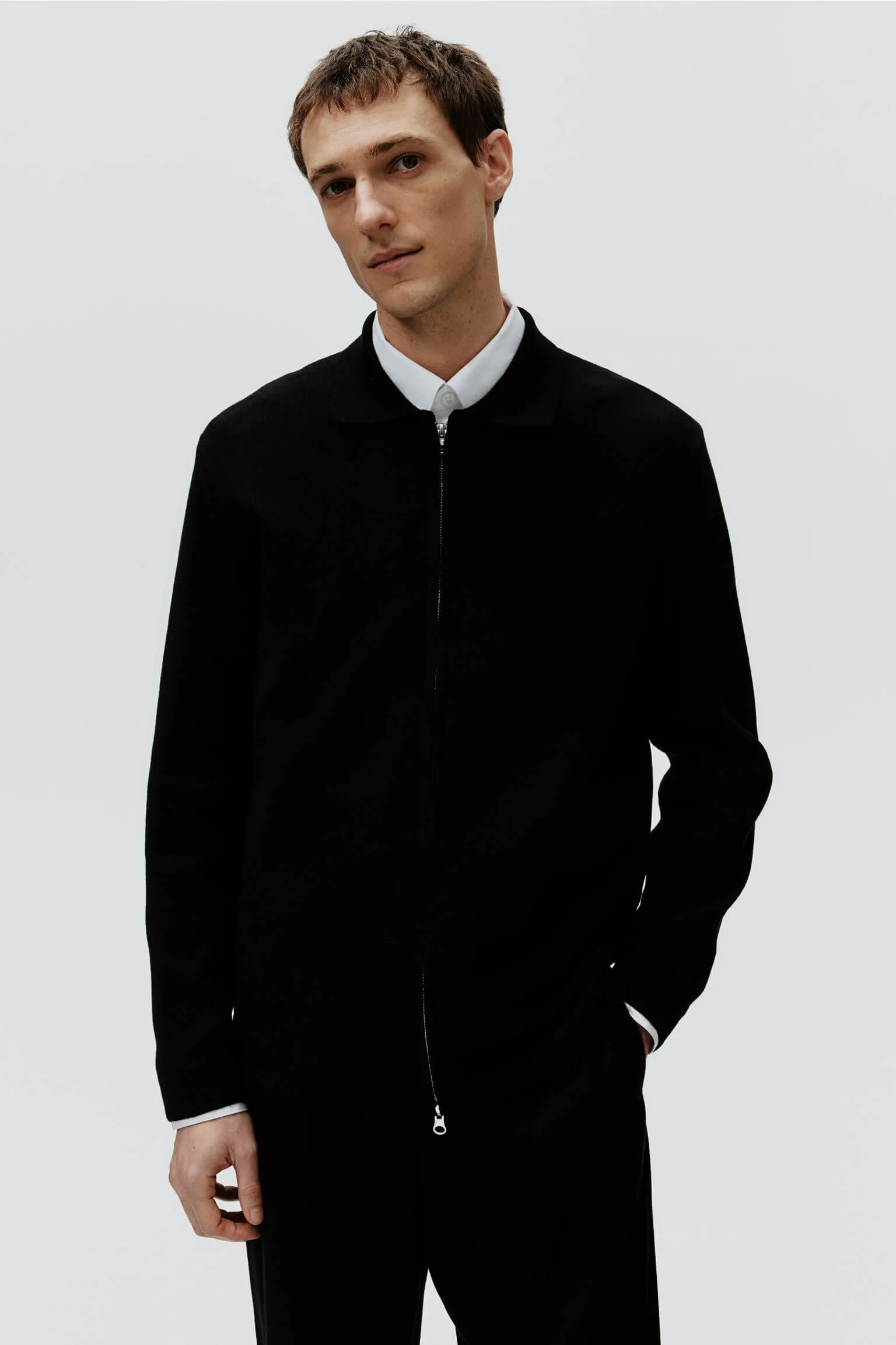 H&M Regular Fit Cardigan With Zipper, black