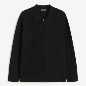 H&M Regular Fit Cardigan With Zipper, black