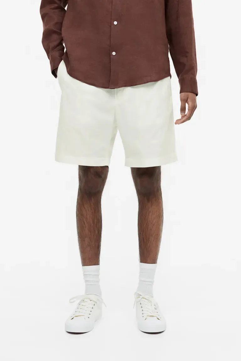 H&M regular fit cotton shorts, white