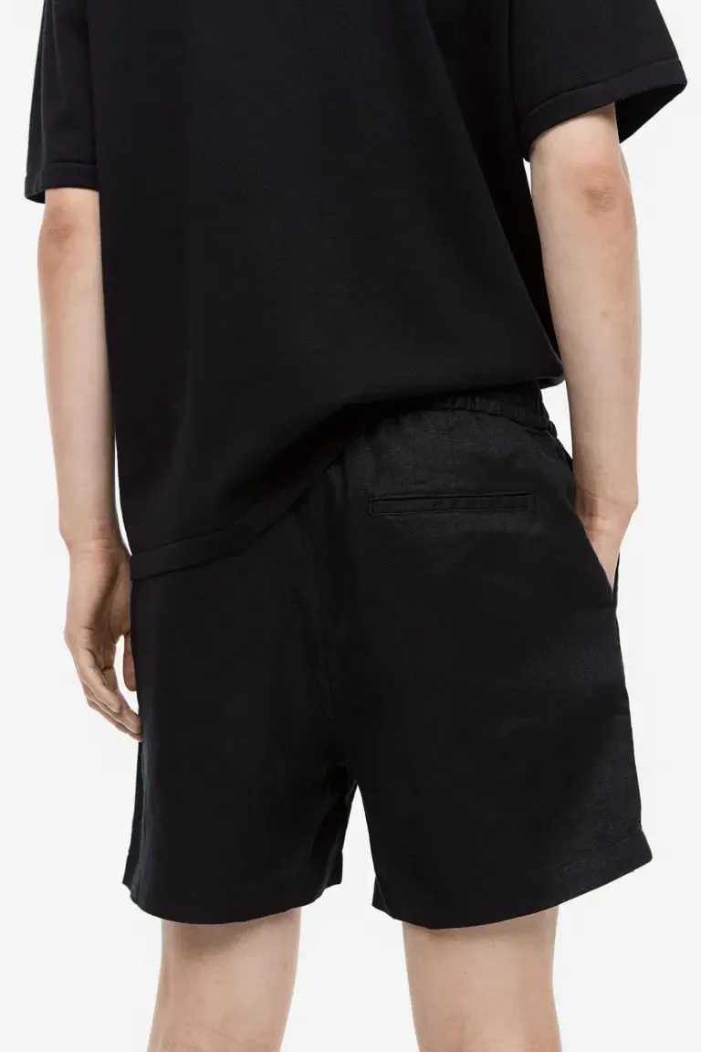 H&M Regular Fit Linen shorts, black