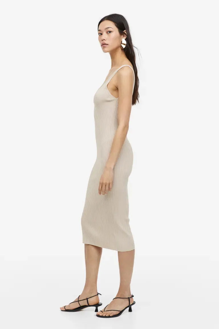 H&M ribbed knit bodycon dress, light beige