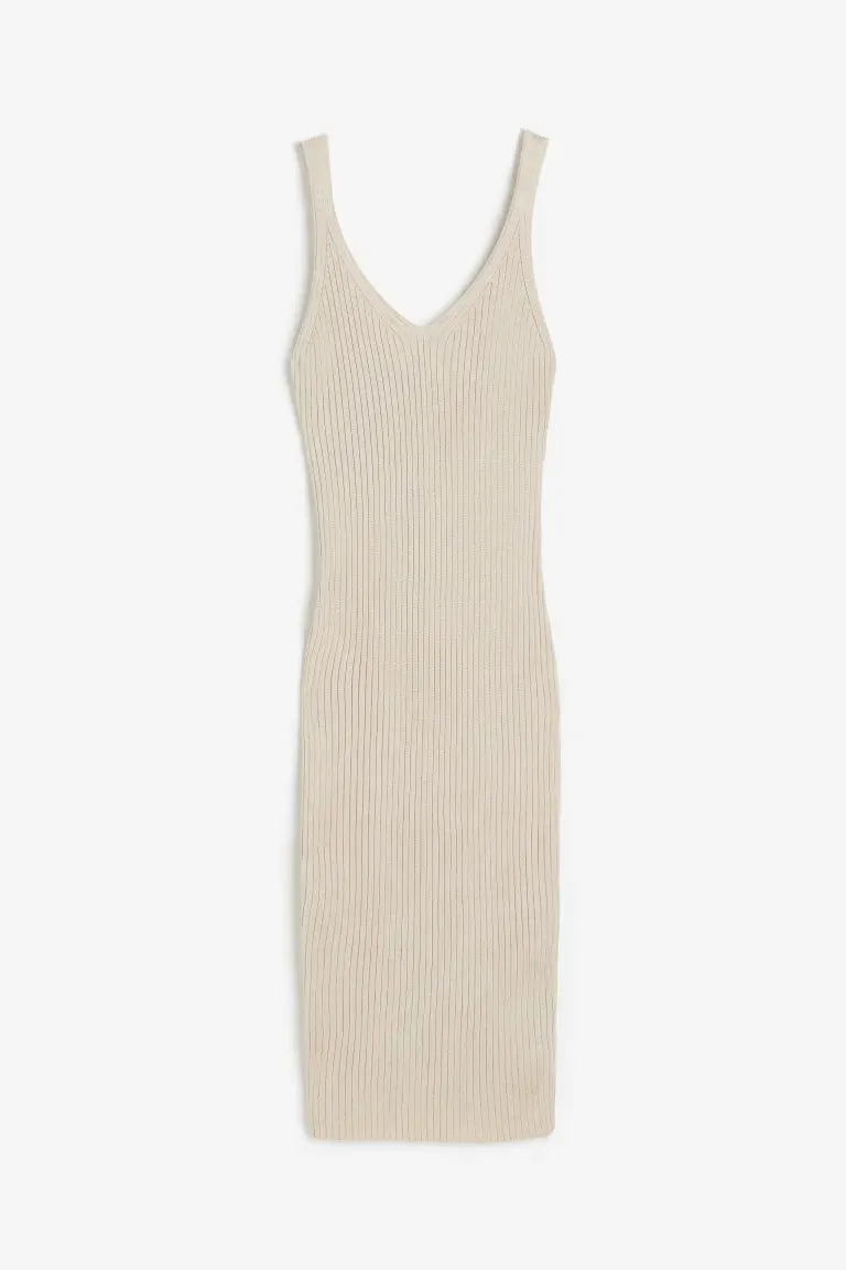 H&M ribbed knit bodycon dress, light beige