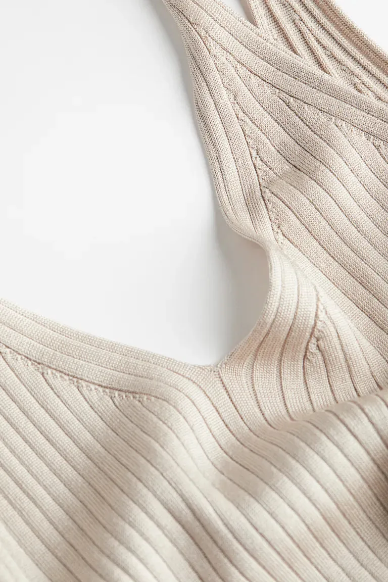 H&M ribbed knit bodycon dress, light beige