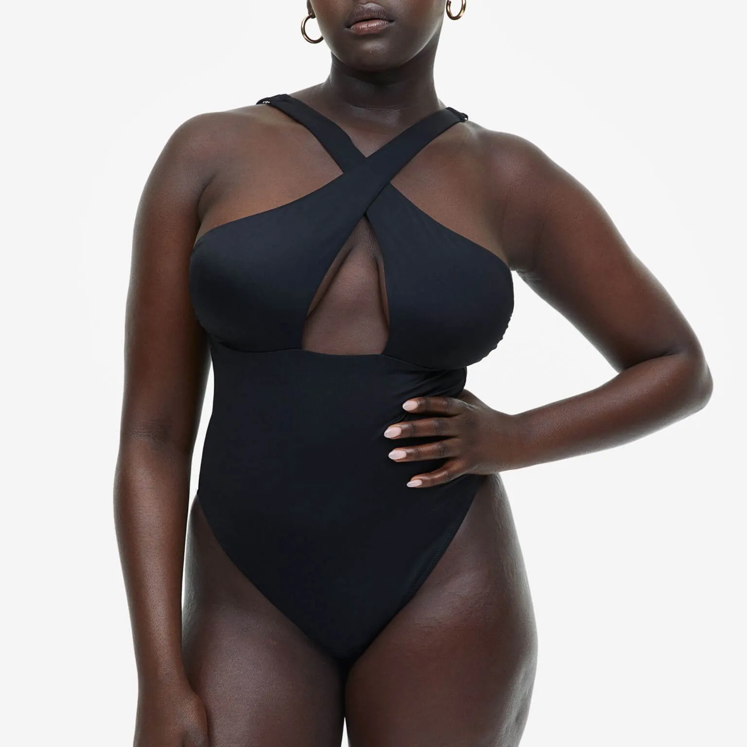 H&M Shaping High Leg swimsuit, black