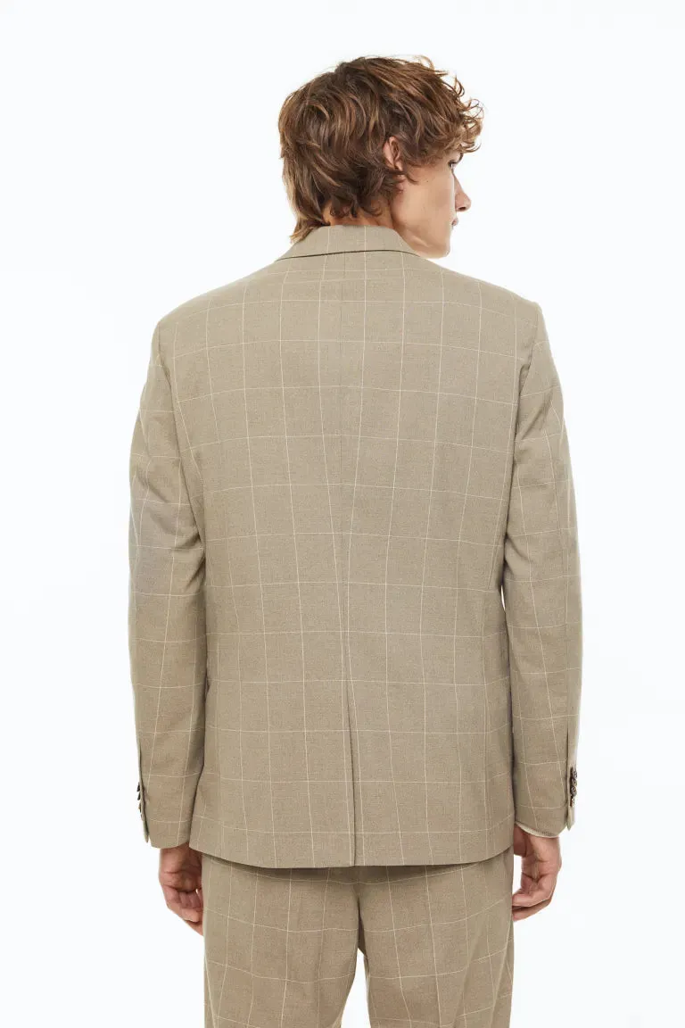 H&M slim fit blazer, beige/check