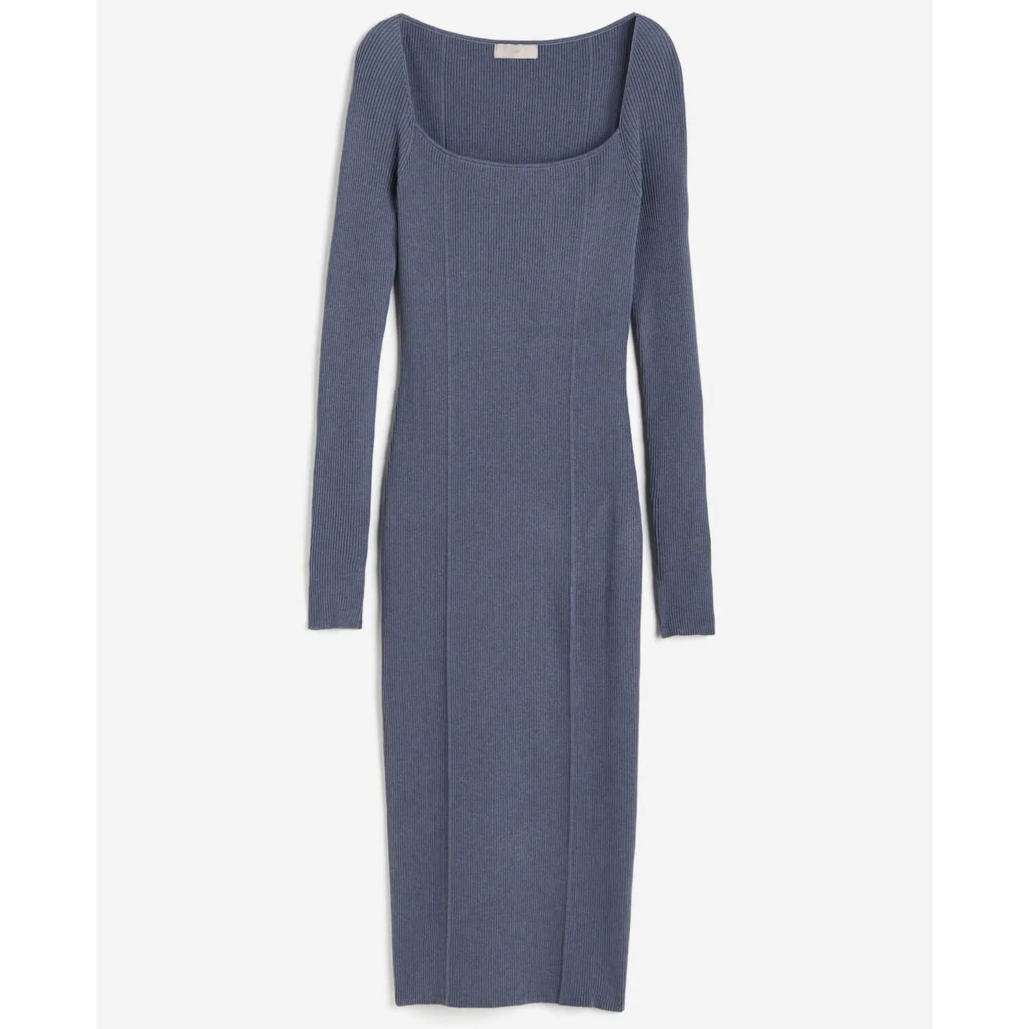 H&M Square-neck Rib-knit dress, navy